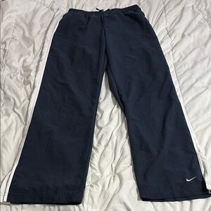 Nike White and Blue Sweatpants with Tapered Legs